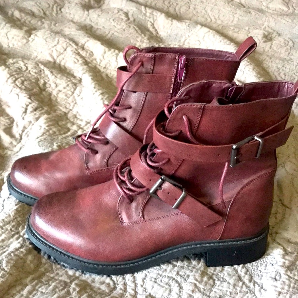 Torrid Burgundy Combat Boots